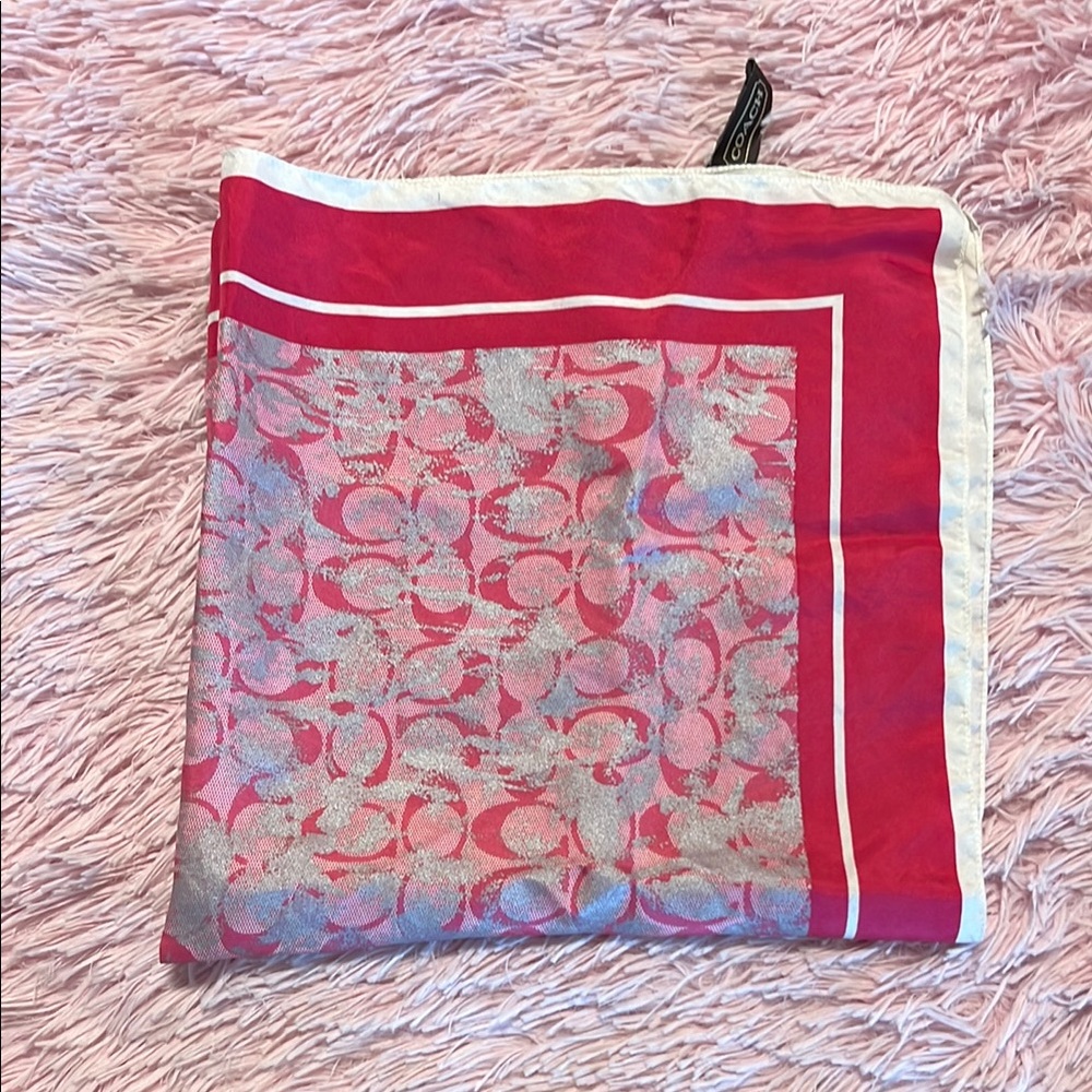 Coach Pink and White Scarf